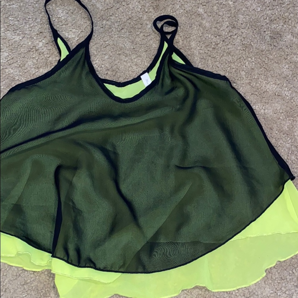 Black and yellow mesh tank top